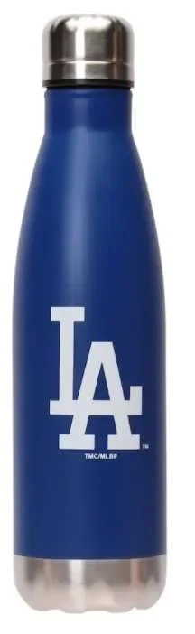 A water bottle with baseball design