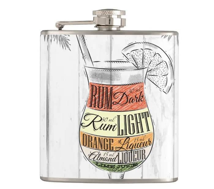 Flask with a print of a cocktail