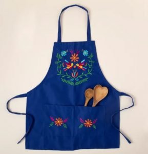 Blue apron with flowers