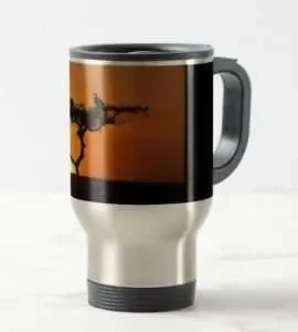 Travel mug with sunrise