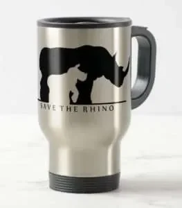 Travel mug with rhino