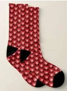 Socks with hearts in the color of the flag of Tunisia