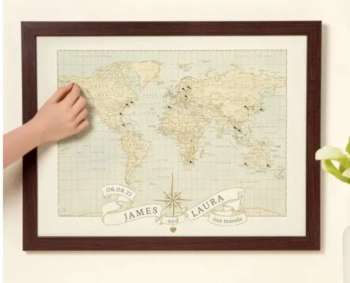 Travel wedding gifts: world map