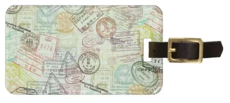 Luggage tag with stamps