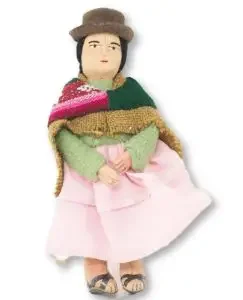 A handmade doll in Bolivia that wears traditional clothes