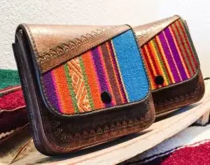 A leather sachel handmade in Bolivia