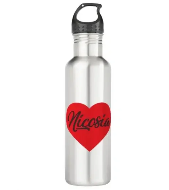 Water bottle with heart and Nicosia