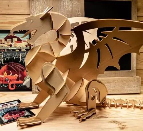 A wooden 3d puzzle of a dragon from Ljubljana