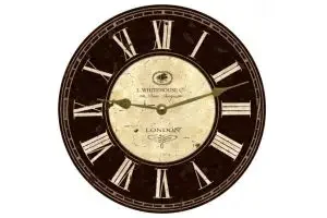 A vintage travel wall clock with a Londen-theme