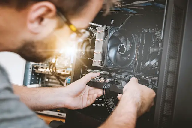 Man working on a computer