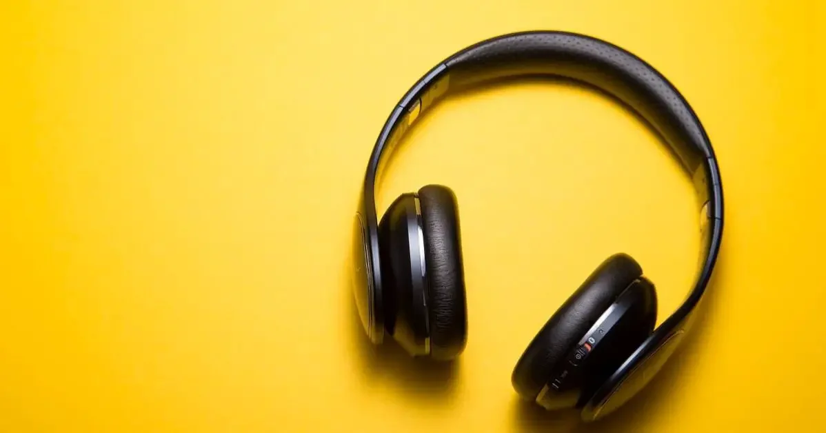 Headphones with yellow background