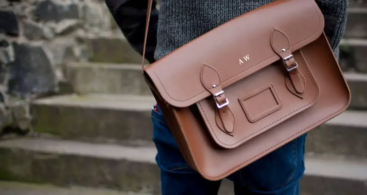 Leather bag with initials