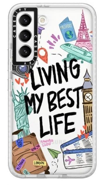 Phone case with quote "living my best life"