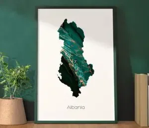 A poster of the map of Albania