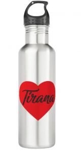 Water bottle with heart and Tirana