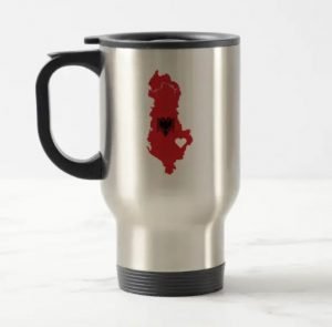 Travel mug with map of Albania