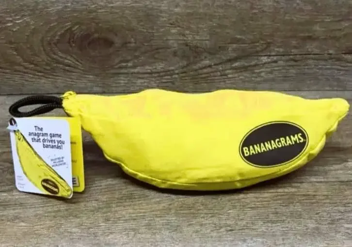 A bag of the game Bananagrams