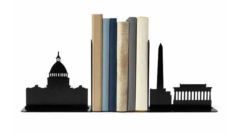 Bookends with the skyline of Washington DC