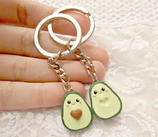 Keychains with two avocados