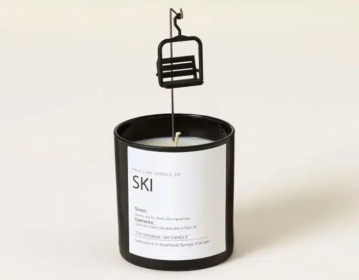 Candle with a small ski lift above