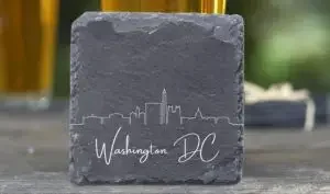 A coaster with the skyline of Washington DC