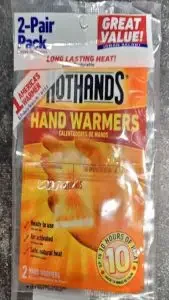 Packages of hand warmers