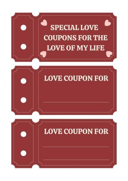 Three empty DIY coupons for a lovers
