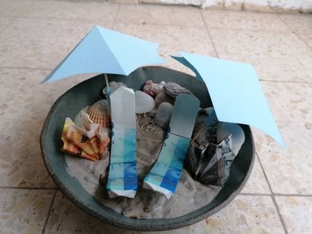 Beach origami made from money