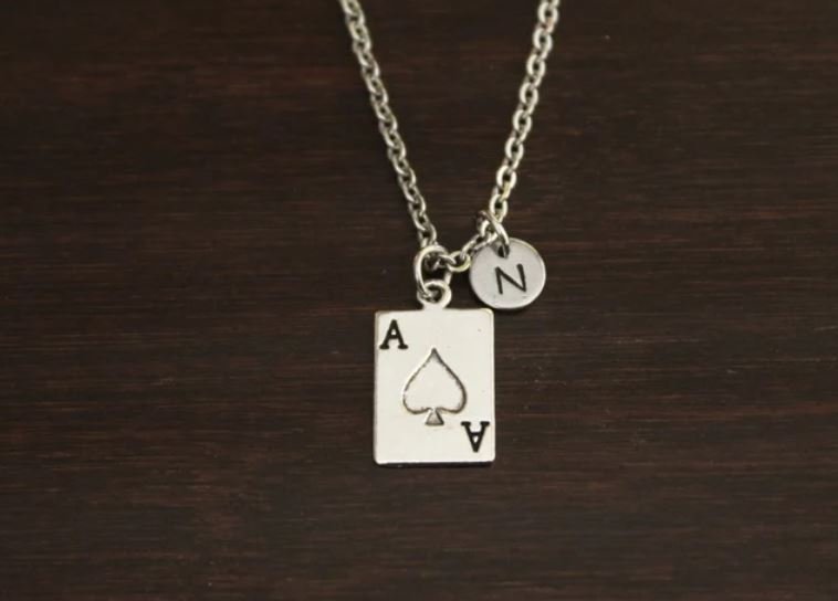 Necklace with an ace of heart pendant