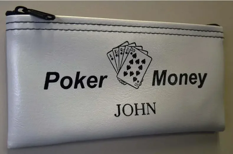 Pounch with text "poker money John"