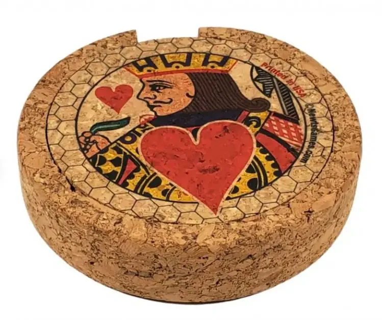 Coasters made from cork with an image of playing cards king