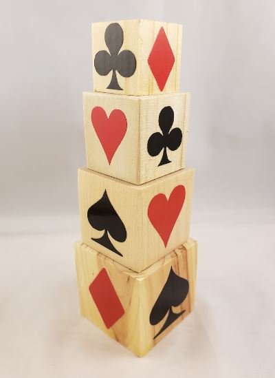 Cubes with the suits of playing cards