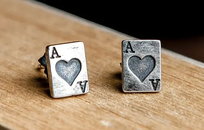 Earring studs with ace hearts