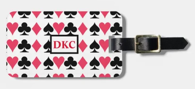 Luggage tag with playing card suits