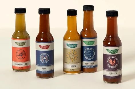 5 bottles of hot sauces from the US