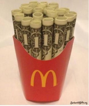 Mac Fries basket with money bills