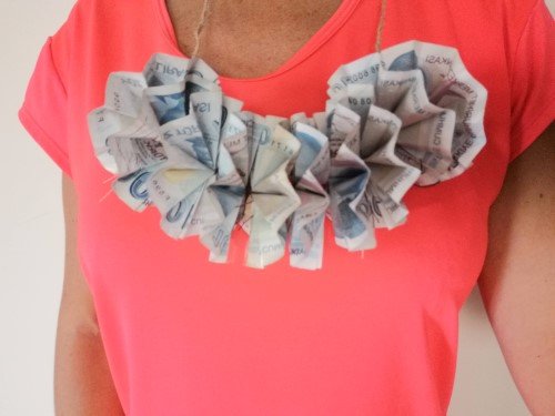 Necklace made from money