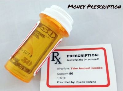 Prescription container with money