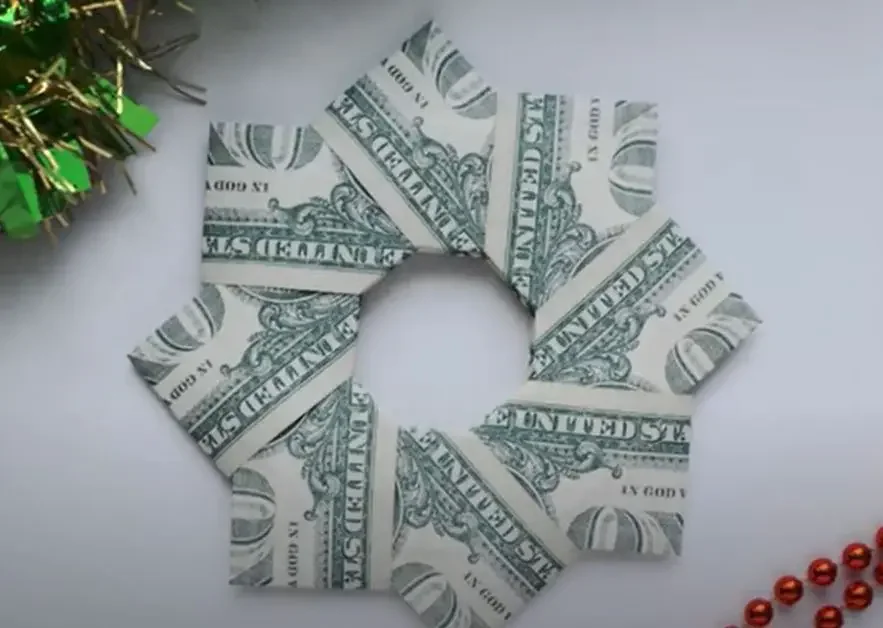 Wreath made from money