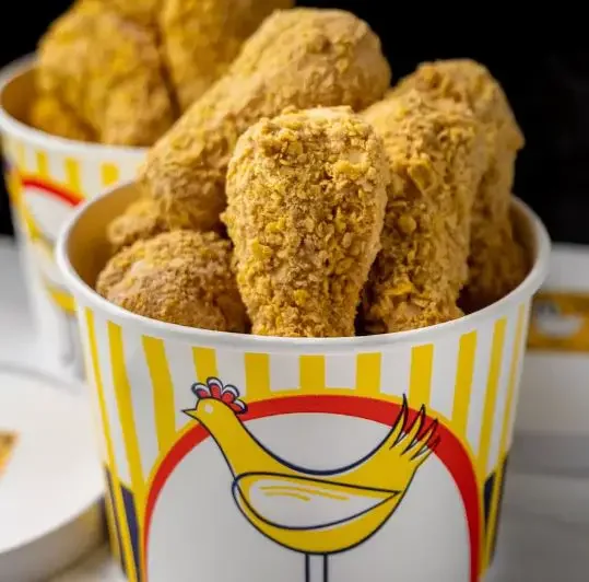A bucket of ice cream that looks like a bucket of fried chicken