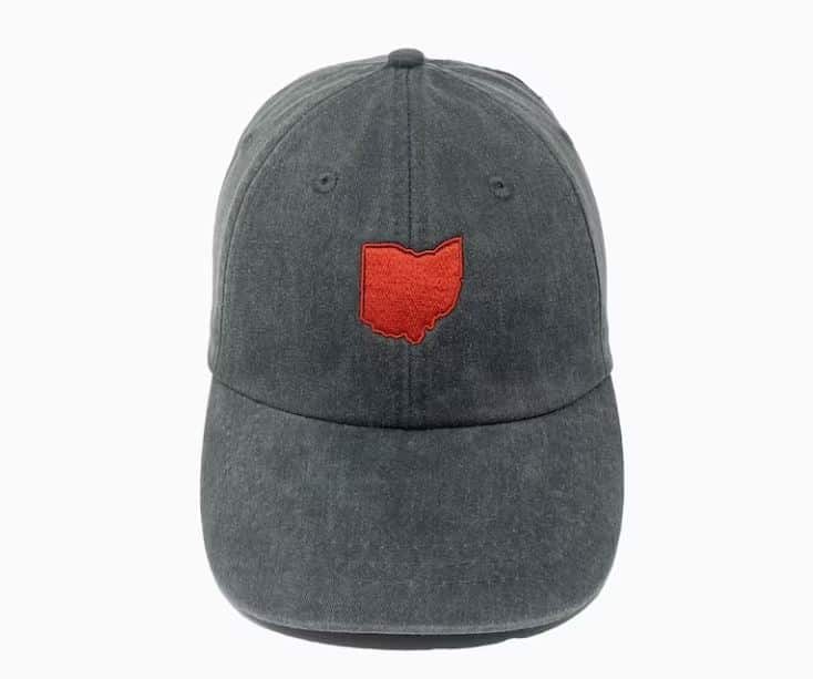 Baseball cap with the map of Ohio embroidered