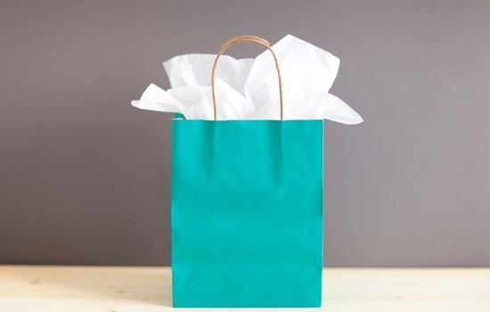 A blue gift bag