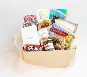 Georgia gift basket filled with food from Atlanta, and Georgia
