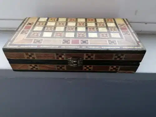 Olive wood backgammon and chess board made in Israel