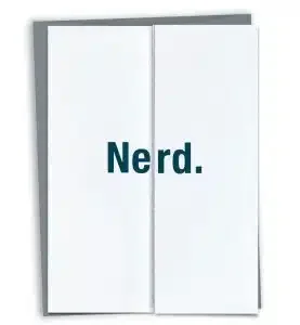 Graduation card with the text "Nerd."