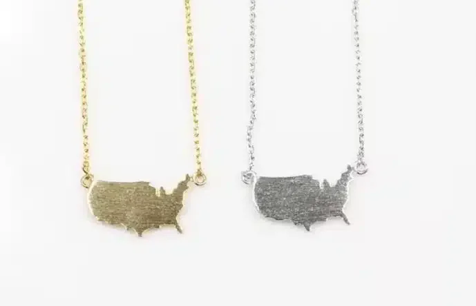 Two necklaces with the map of the US