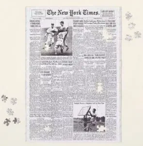 Front page of the New York Times turned into a jigsaw puzzle