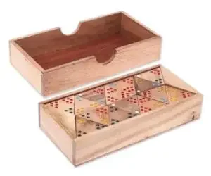 A wooden handmade set of the game dominos