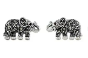 Two earring studs of silver elephants