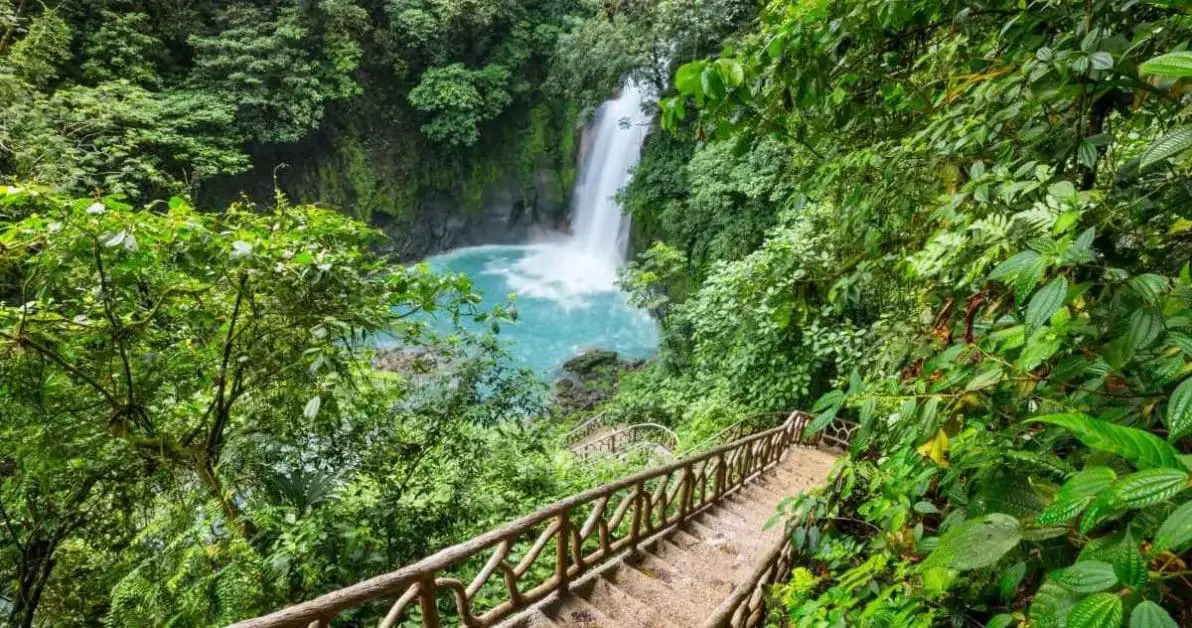 A waterfall in the jungle in Costa Rica